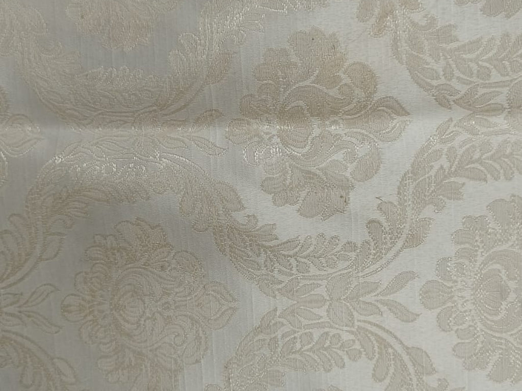 Damask Jacquard Silk Fabric — Ivory Tonal Premium