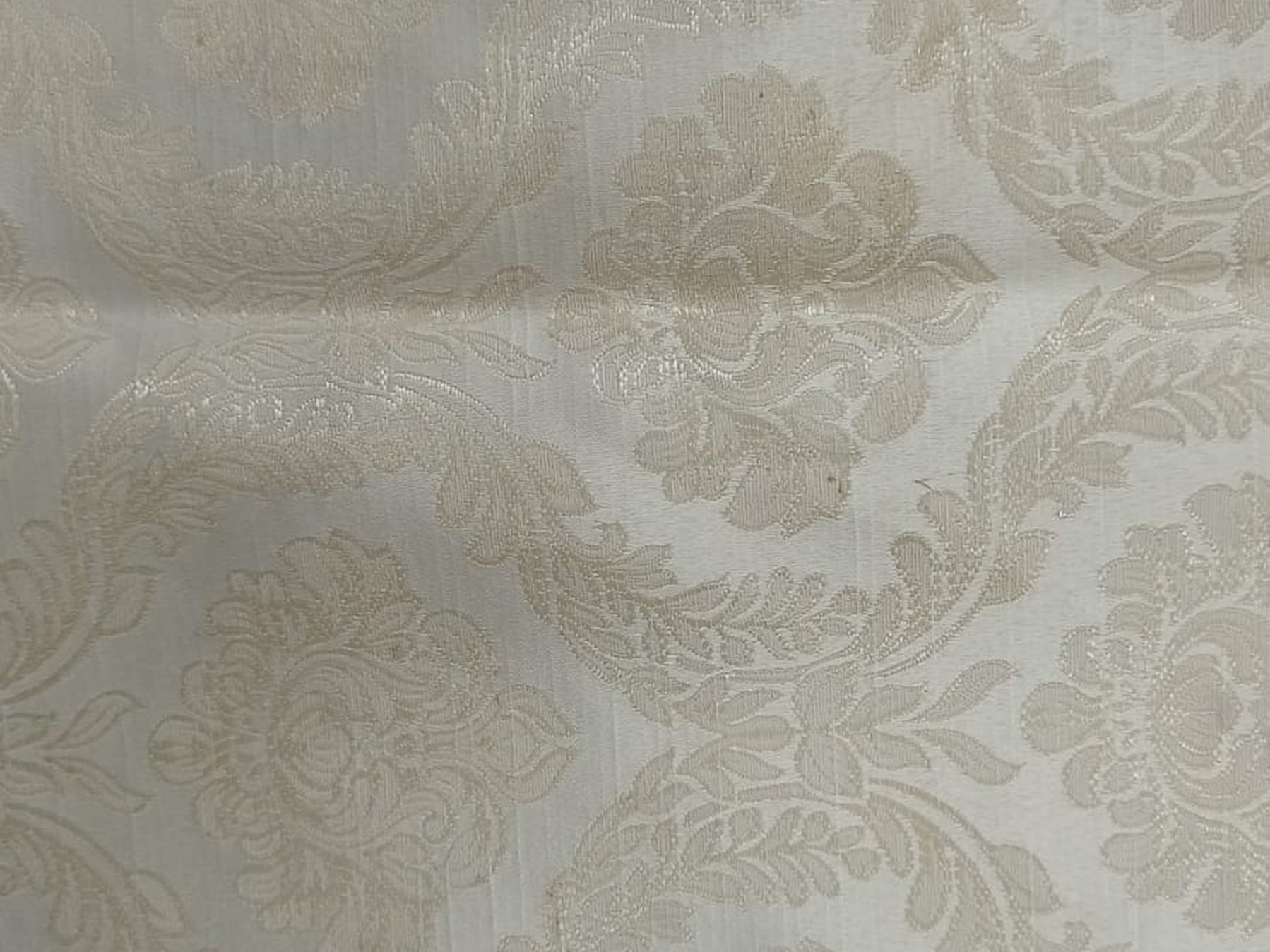 Damask Jacquard Silk Fabric — Ivory Tonal Premium