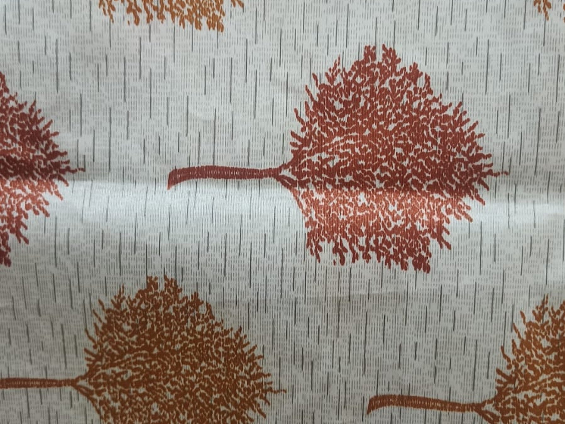 Printed Tree Motif Fabric — Rust & Terracotta Premium