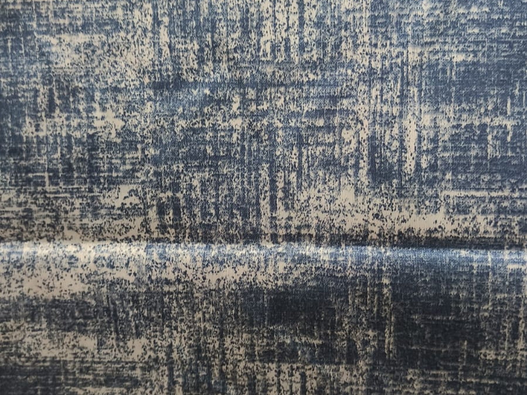 Abstract Distressed Jacquard Silk Fabric — Navy & Ivory Premium