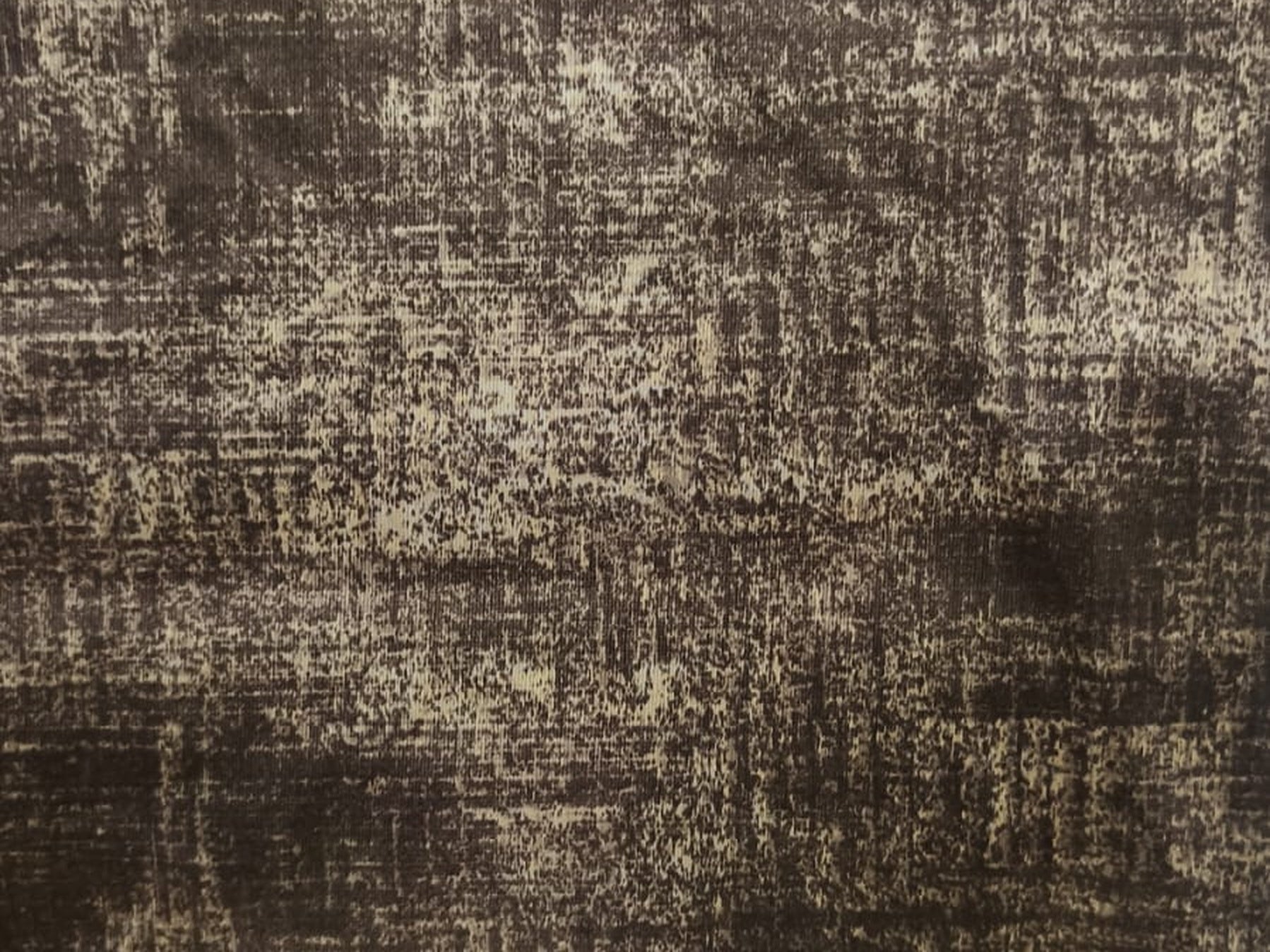 Abstract Distressed Jacquard Silk Fabric — Espresso & Beige Premium
