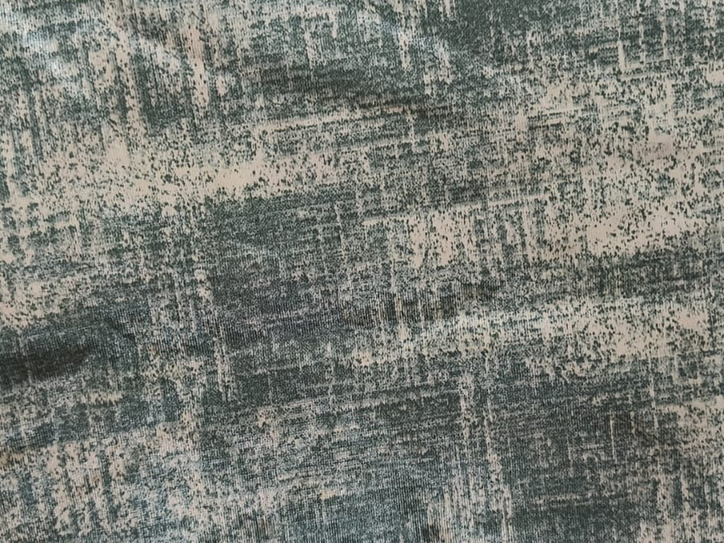 Abstract Distressed Jacquard Silk Fabric — Forest Green & Beige Premium