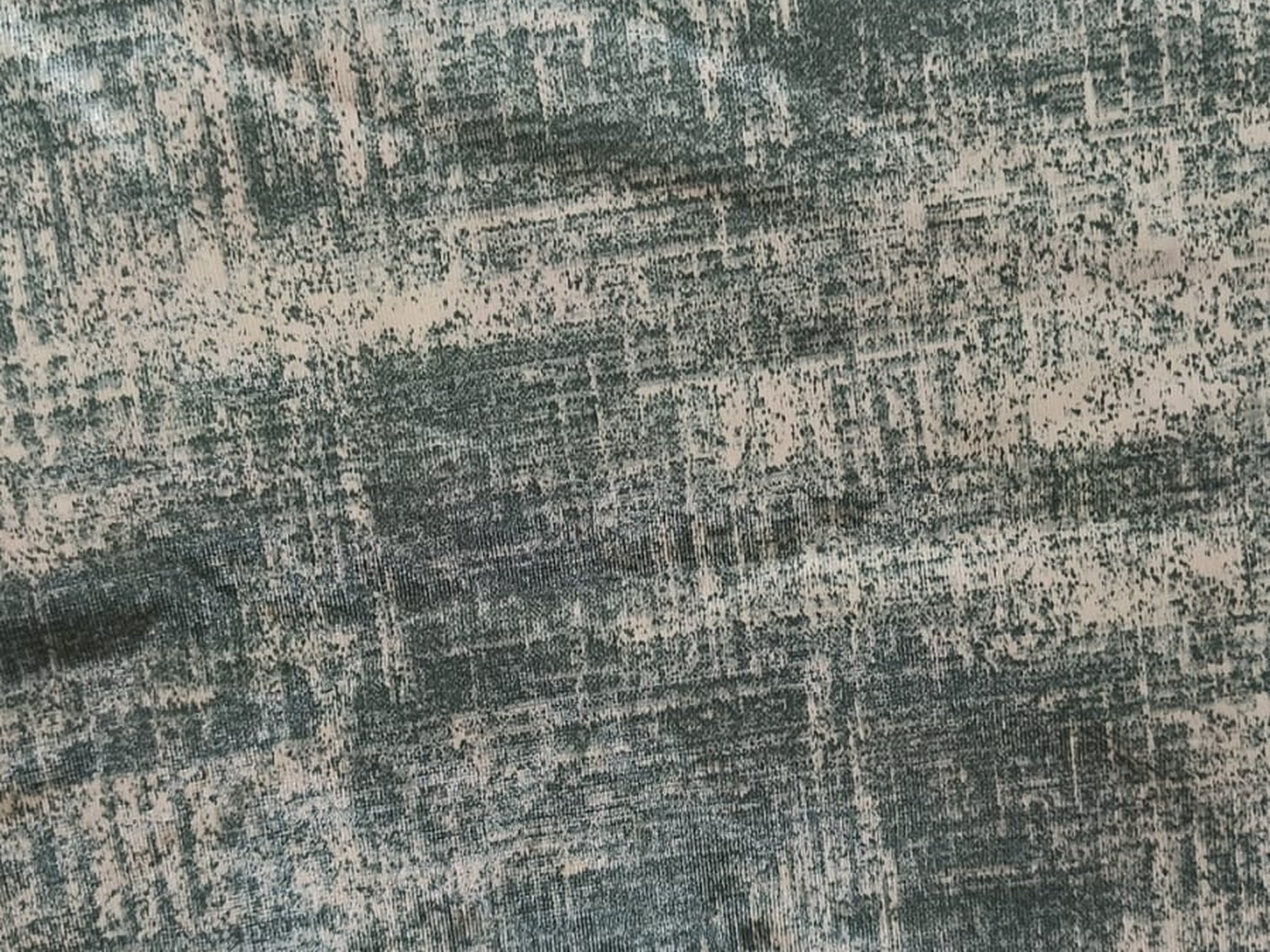 Abstract Distressed Jacquard Silk Fabric — Forest Green & Beige Premium
