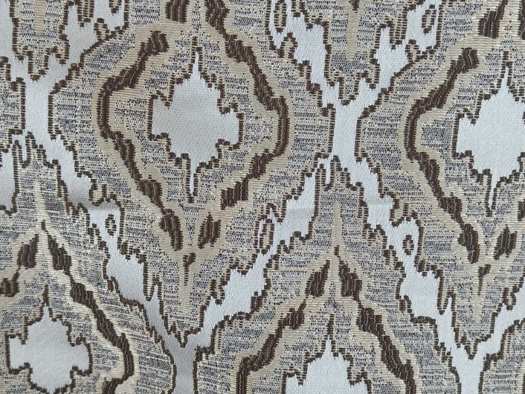 Ikat Diamond Jacquard Fabric — Ivory & Taupe Premium