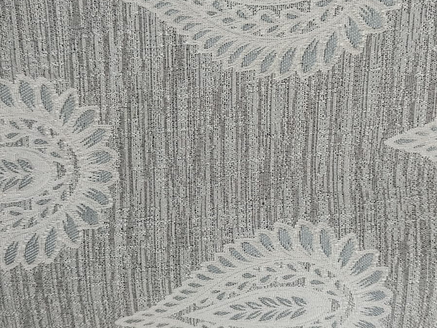 Damask Jacquard Silk Fabric — Teal & Ivory Premium