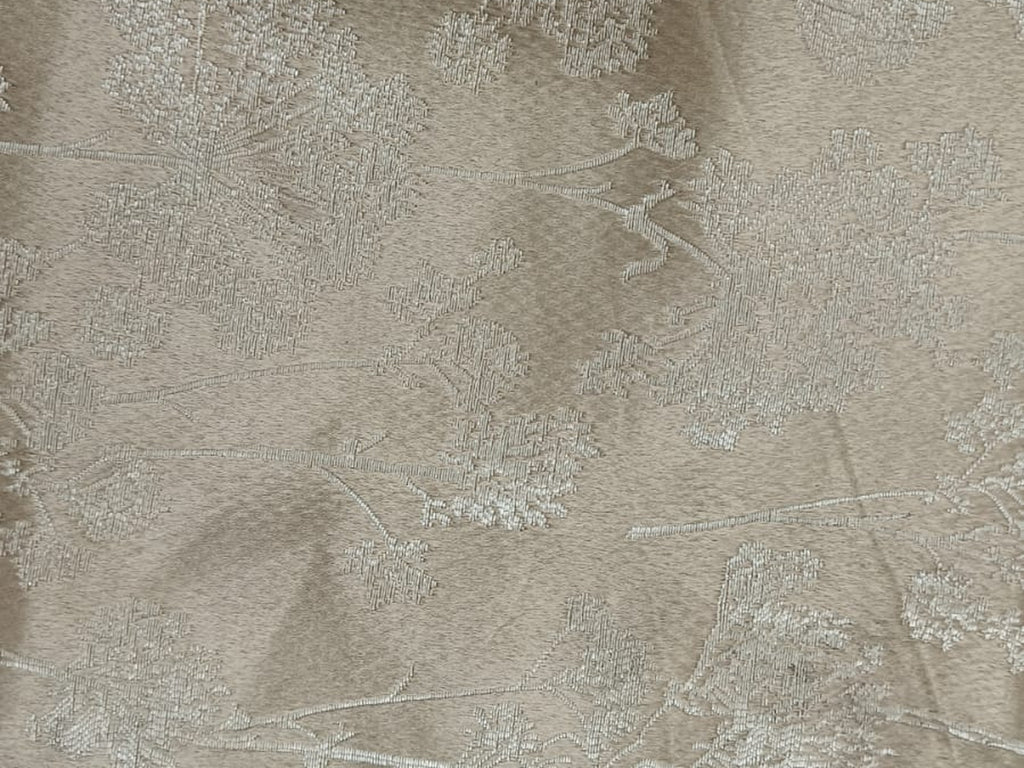 Botanical Jacquard Silk Fabric — Beige & Ivory Premium