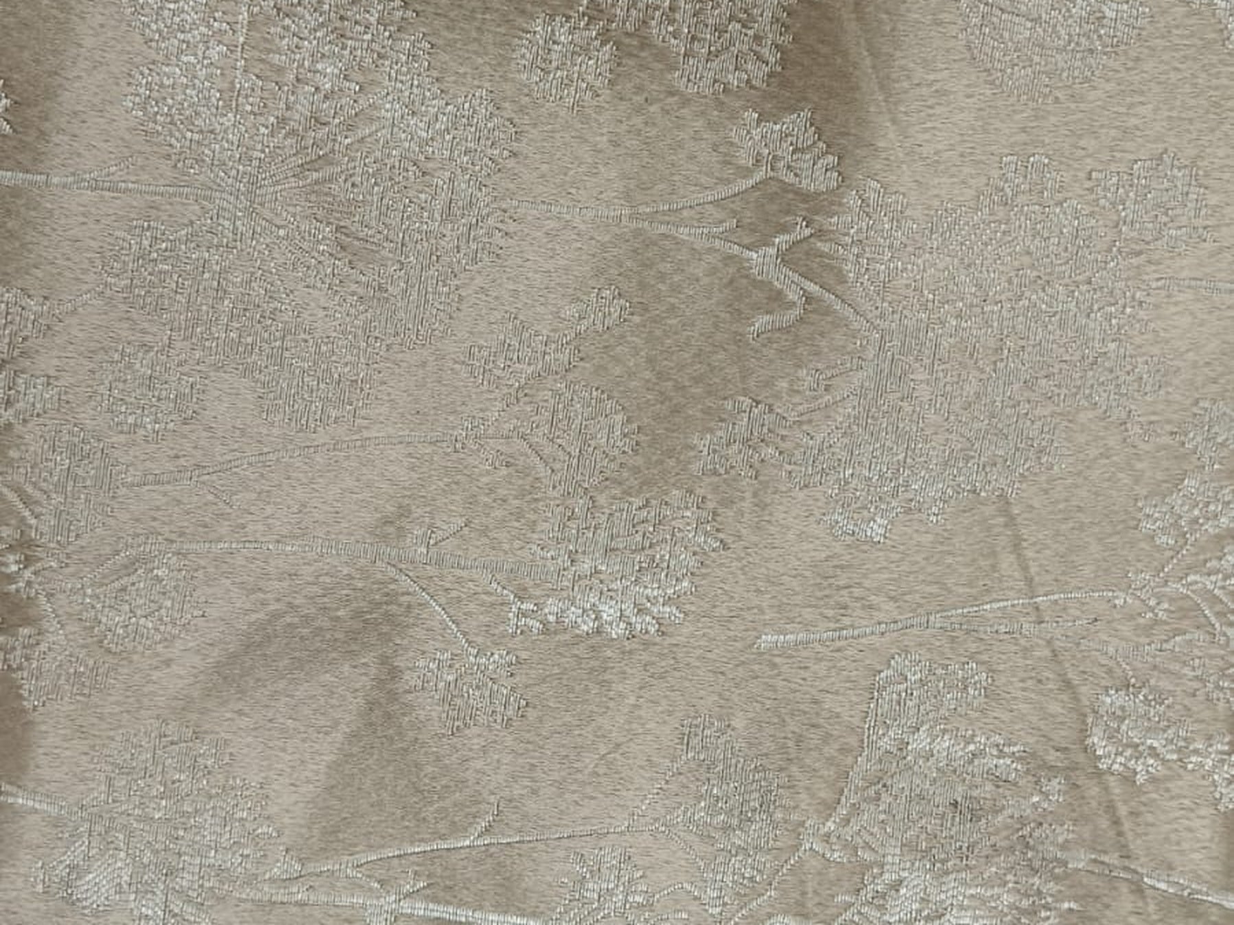Botanical Jacquard Silk Fabric — Beige & Ivory Premium