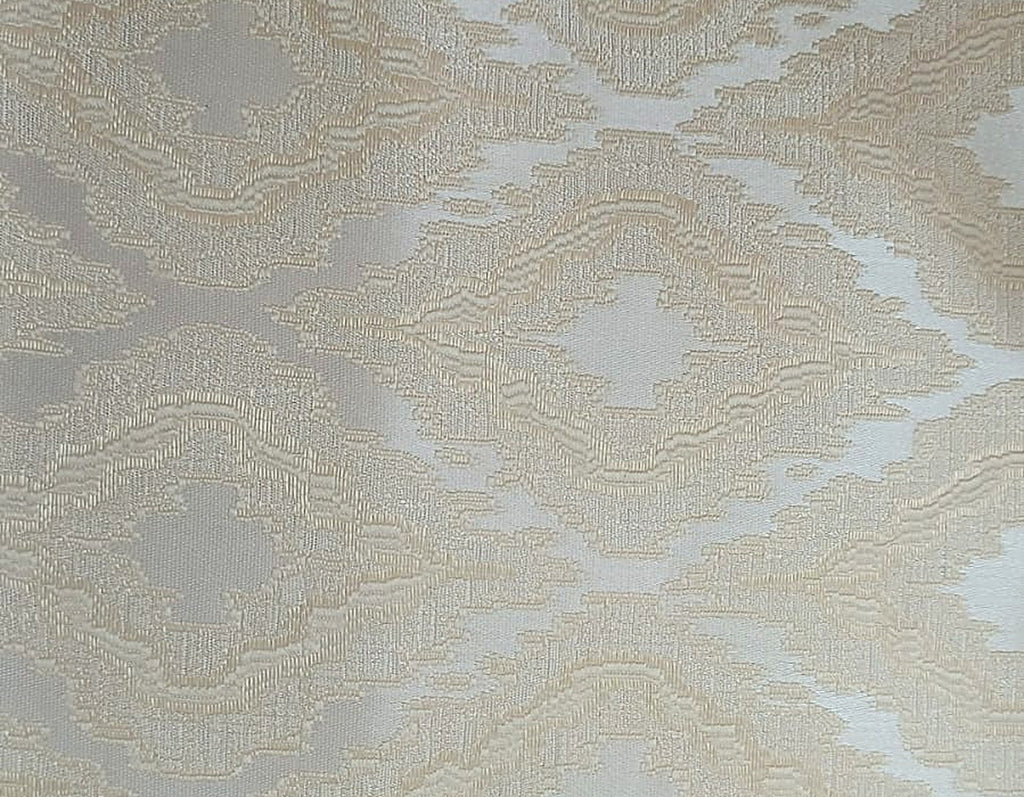 Ivory Satin Fabric with Champagne Tone-on-Tone Ikat Jacquard