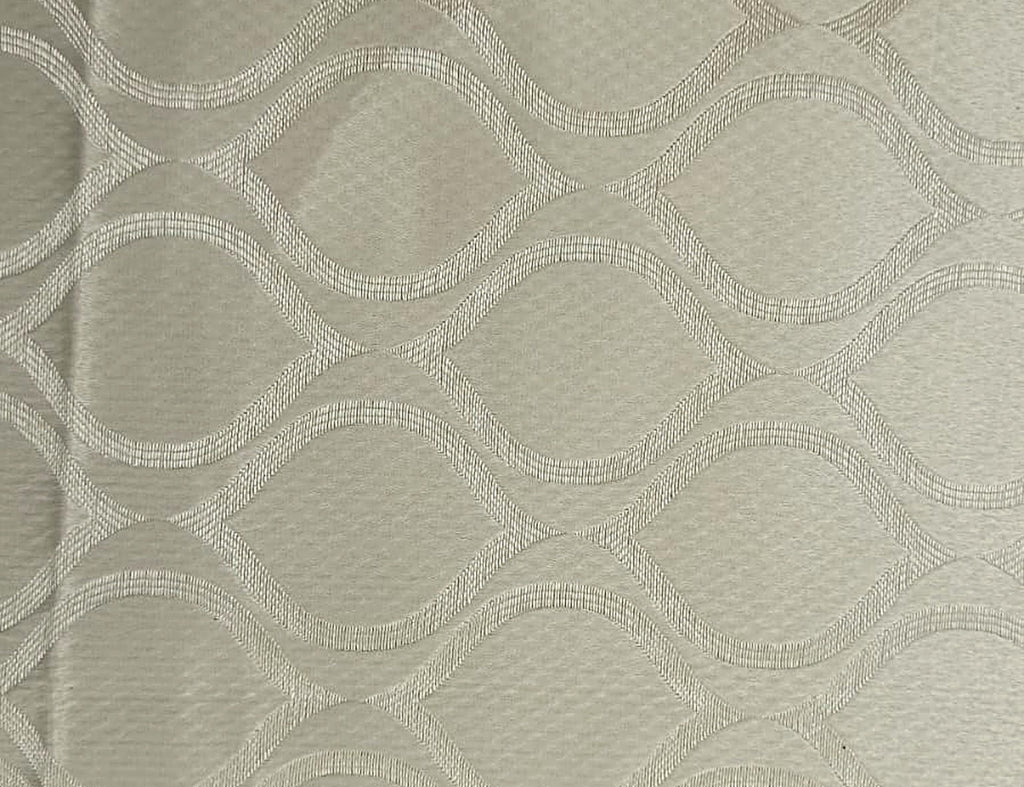 Champagne Satin Fabric with Tone-on-Tone Ogee Wave Lattice Jacquard