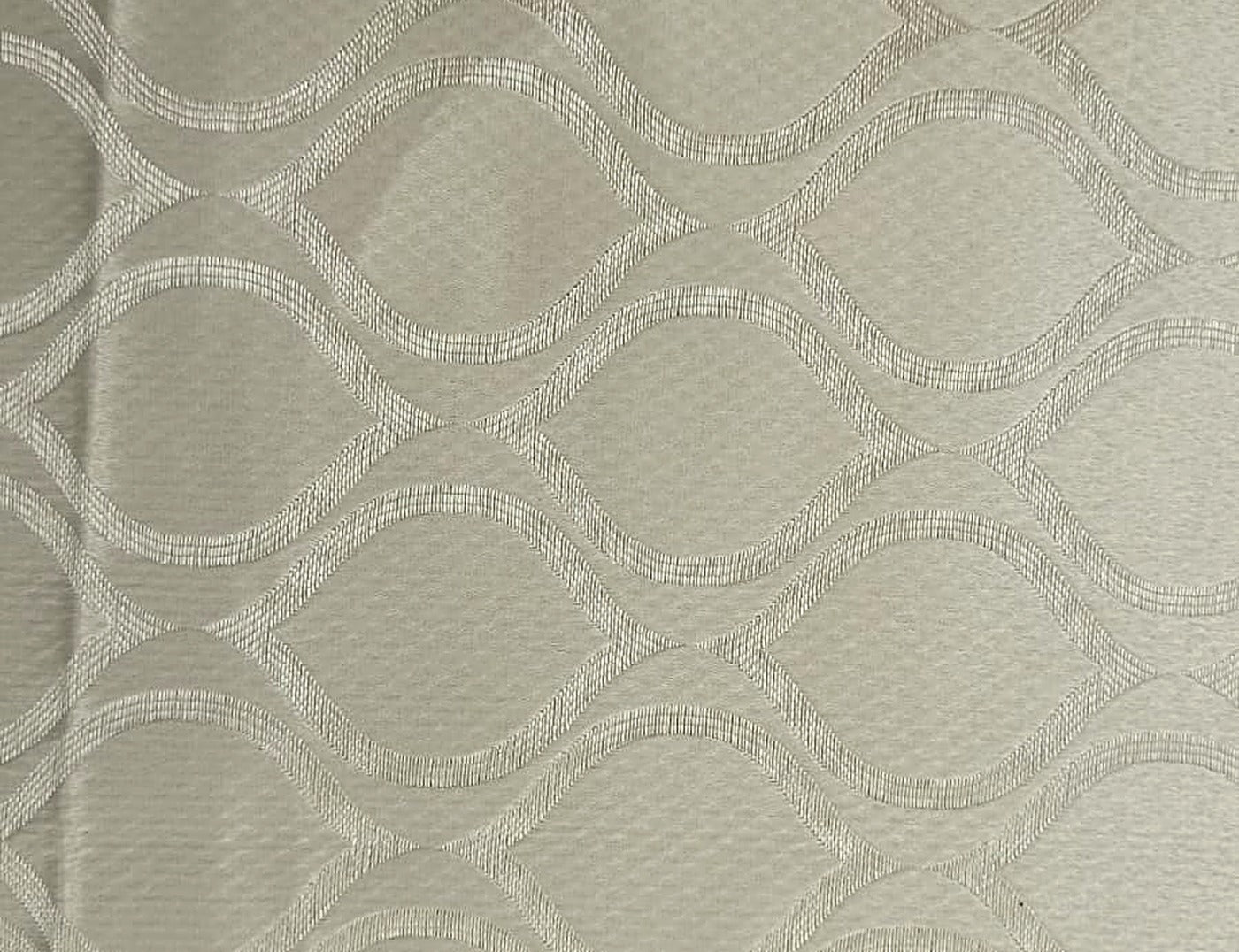 Champagne Satin Fabric with Tone-on-Tone Ogee Wave Lattice Jacquard