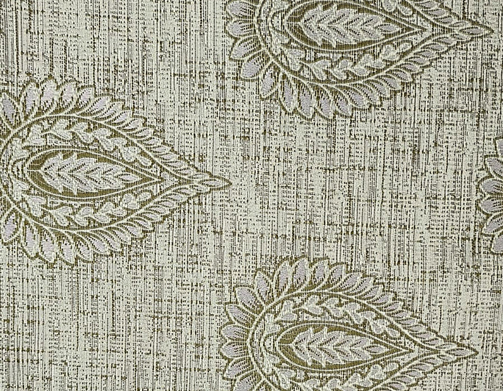 Paisley Embroidered Satin Fabric — Olive & Ivory