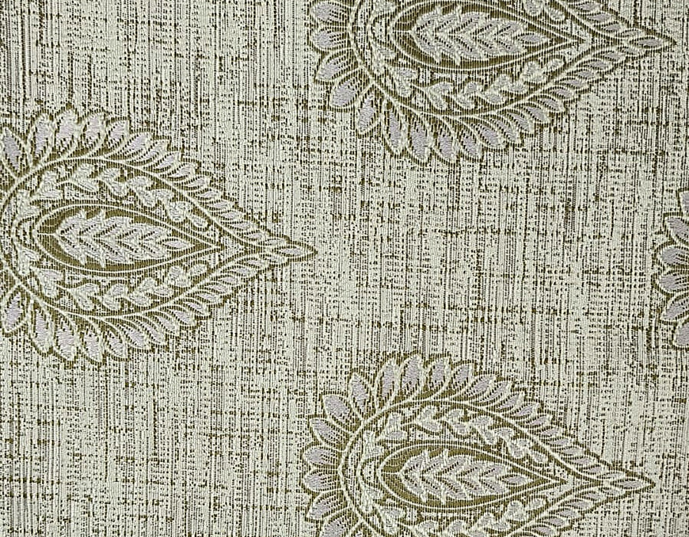 Paisley Embroidered Satin Fabric — Olive & Ivory