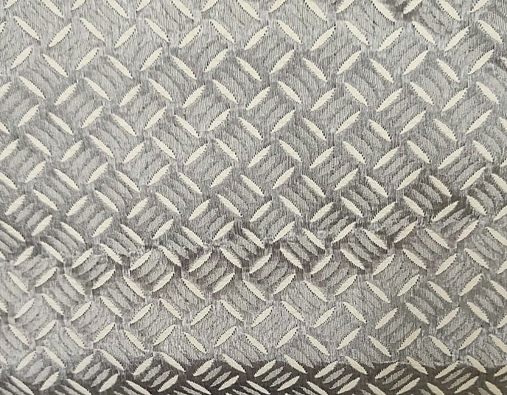 Silver Ivory Herringbone Silk Fabric