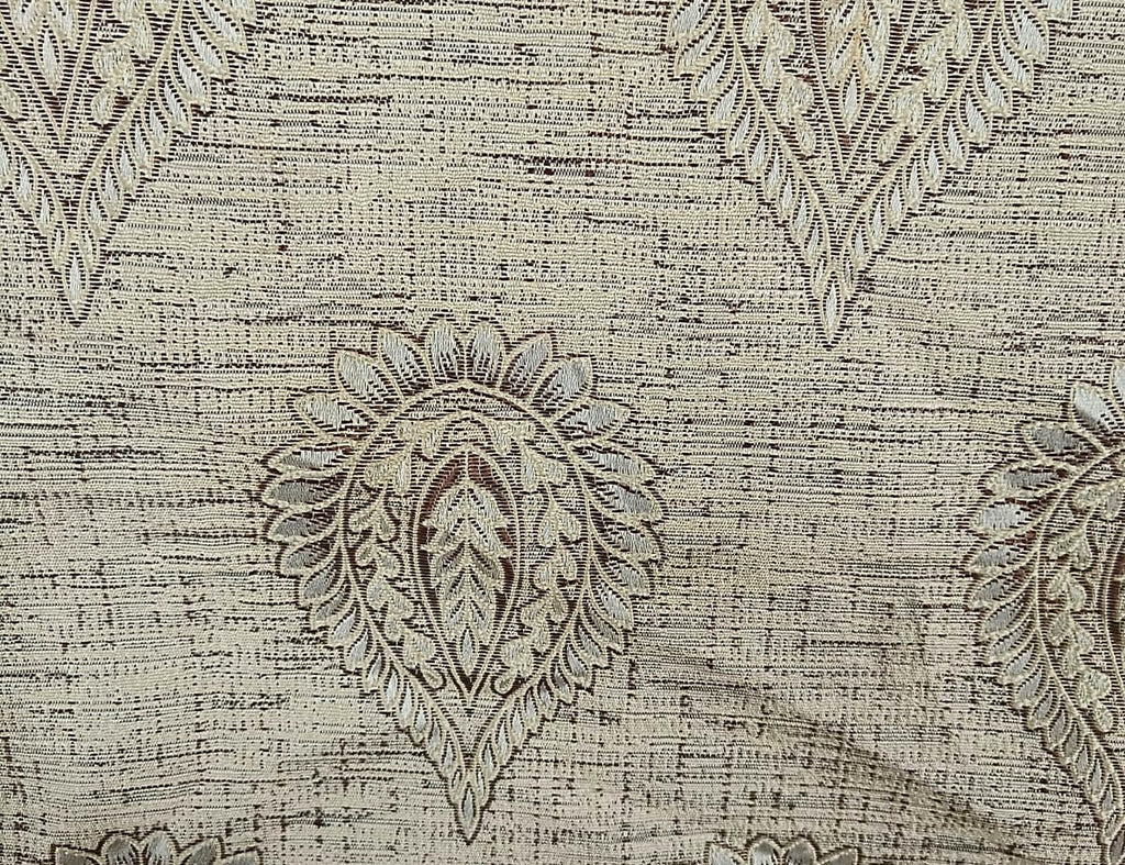 Paisley Embroidered Slub Fabric — Taupe & Sage Premium