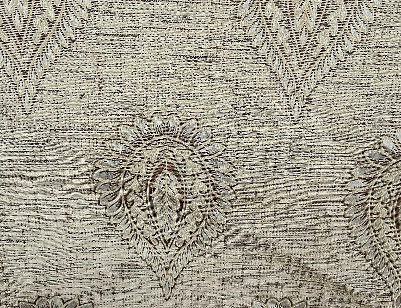 Paisley Embroidered Slub Fabric — Taupe & Sage Premium